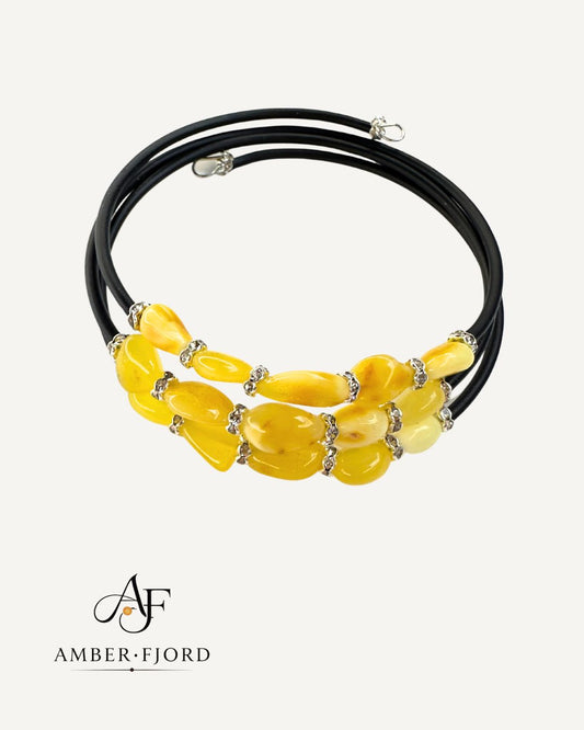 Bransoletka z Bursztynami-3 warstwy - Wysyłka 24H