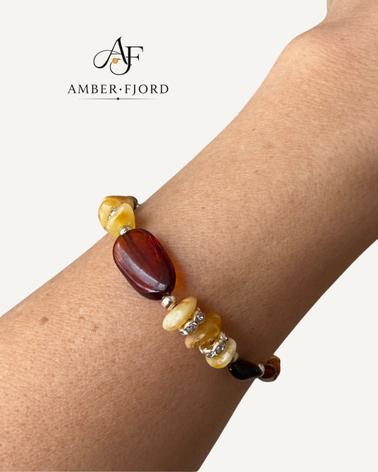 Bransoletka z Bursztynami- Duży kamień-Wysyłka 24H