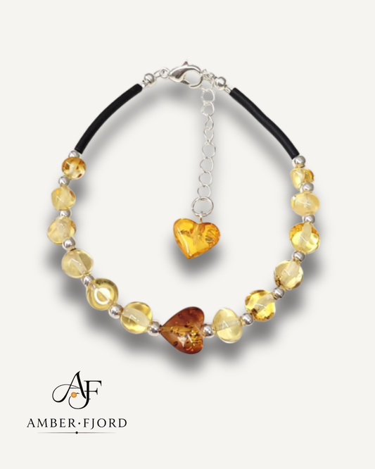 Bransoletka z bursztynami-Serce