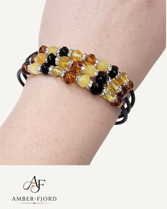 Bransoletka z bursztynami-3 warstwy